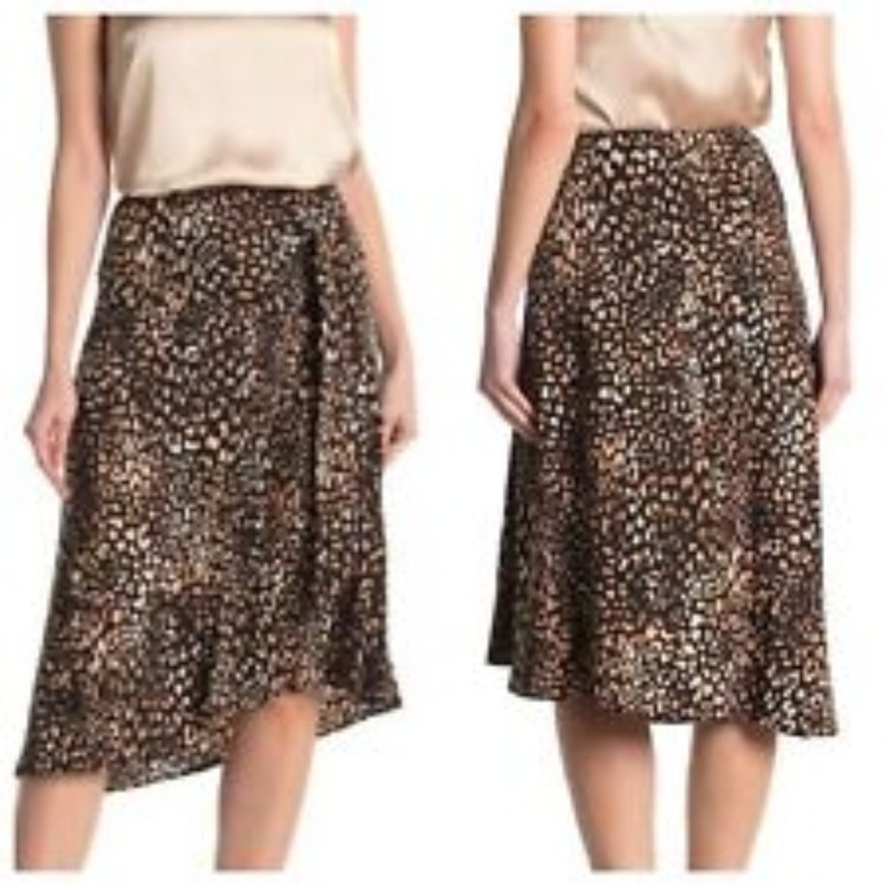 LAUNDRY BY SHELLI SEGAL SMALL Asymmetrical Midi Skirt EUC (Pull On, D-Ring Belt)